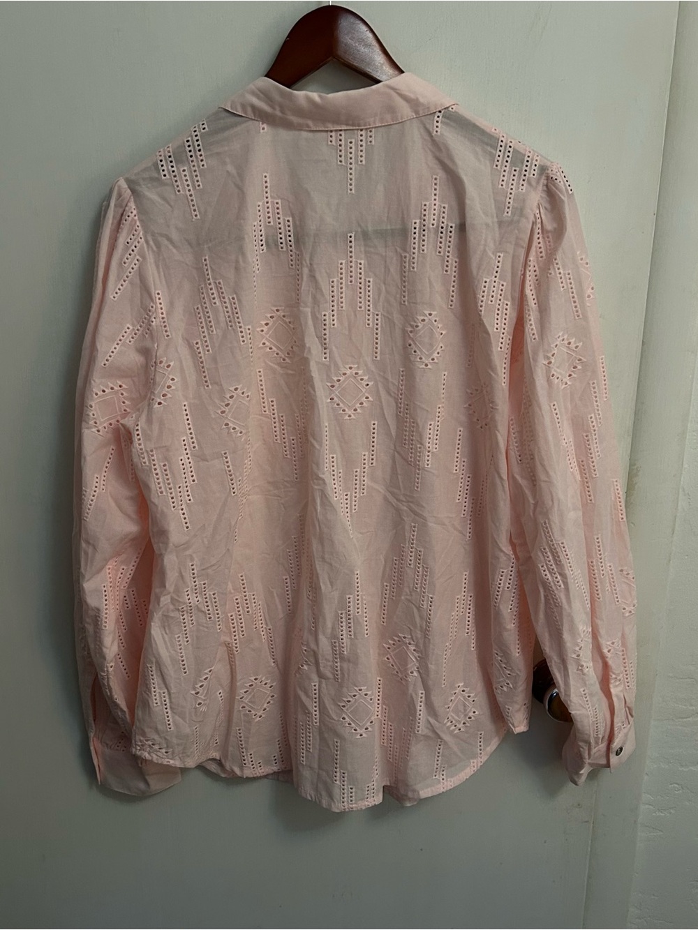 Ariat Eyelet Button Down Shirt Women’s XL Pink Coastal Cowgirl Long Sleeve NWT - Picture 4 of 10